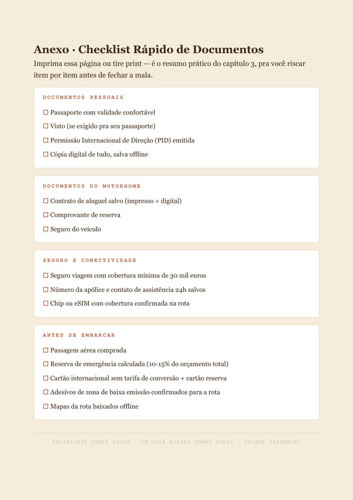 Página do checklist de documentos